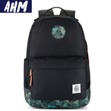 AHM日韩版新款学生休闲双肩包背包帆布书包户外旅行包男包电脑包