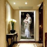 天主教圣像画仿真纯手绘圣母抱耶稣天使定制欧式玄关装饰挂壁油画