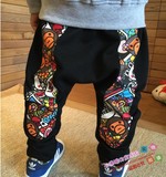 正品代購日本BAPE KIDS猿人頭男女兒童加絨加厚運動褲寶寶哈倫褲