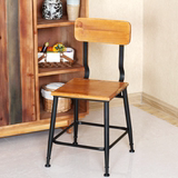 美式实木铁艺做旧复古餐椅休闲椅办公椅子书桌电脑椅吧台椅酒吧椅