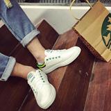 实拍2016男士白绿帆布鞋低帮板鞋系带王菲同款男鞋小白鞋韩版素面