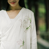 何梵思原创设计古风改良汉服交领上衣白色衬衫复古中国风女装春夏