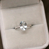 新款18K金天然海蓝宝戒指彩色宝石女款镶钻戒 彩宝珠宝首饰指环