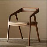 多功能餐厅餐椅简约靠背椅子纯实木扶手椅原木家用办公椅实木餐椅