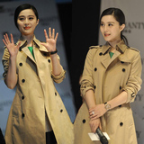 ZARA2015秋装新款女装明星同款双排扣中长款风衣秋季女外套韩版