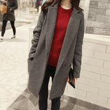 2016春季新款女装大码韩版中长款加厚茧型毛呢外套女羊绒呢子大衣