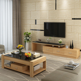 钢化玻璃电视柜伸缩客厅现代简约家具电视机柜茶几组合套装小户型