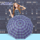 【天猫超市】天堂伞300T十片格双人三折叠雨伞防紫外线加固格子伞