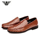 意大利&阿玛尼商务正装皮鞋真皮透气结婚男鞋英伦鳄鱼纹休闲鞋