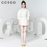 CCDD2016秋装新款专柜正品女韩版宽松方块提花时尚 甜美有型风衣