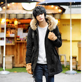 羽绒服款男士新品韩版冬装新款豹纹 中长青年时尚保暖外套潮 外穿