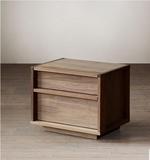 日式家具，无印良品风格，白橡木，黑胡桃木原木，床头柜SJW-1