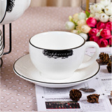 厂家定制 黑白大号经典咖啡杯陶瓷杯碟套装 卡布奇诺欧式礼品杯礼
