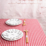 红色格子 色织亚麻棉桌布布艺盖布餐桌布 宜家北欧风台布 可定做