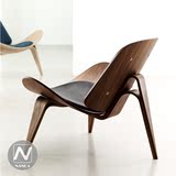 北欧家具shell chair三角贝壳椅休闲躺椅洽谈办公椅展厅实木椅子