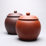 正品紫砂茶叶罐 宜兴龙旦梅兰竹菊普洱茶盒大号醒茶罐手工茶叶缸