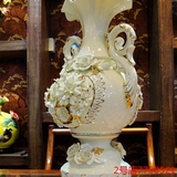 欧式现代简约手工艺术 白色大号花瓶插花器 客厅陶瓷装饰品摆件