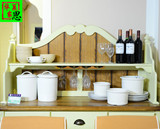可定制餐厅家具 美式组装组合储物酒碟碗茶水实木餐边柜 现代简约