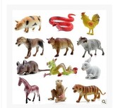 十二生肖动物模型组合儿童认识动物塑胶玩具鼠牛虎兔龙蛇马模型