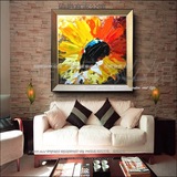 向日葵风景油画纯手绘抽象客厅走廊玄关画 竖版单幅有框装饰画