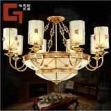 全铜欧式客厅吊灯简欧美式灯全铜焊锡灯玻璃LED吊灯客厅大厅灯