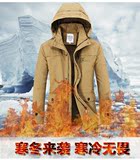 2015秋冬季新款男士加绒加厚风衣军旅风中长款外套大码男装夹克潮