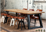 特色美式复古实木铁艺餐桌椅组合饭桌办公会议长桌防锈做旧酒吧桌