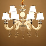 现代简约客厅白色玻璃吊灯 大气简欧LED卧室餐厅创意水晶灯饰具