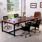 餐桌美式西方形长桌工作台时尚会议洽谈桌个性钢木创意办公桌