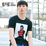 gxg.jeans男装夏新品人物贴布印花修身圆领短袖T恤潮62944012