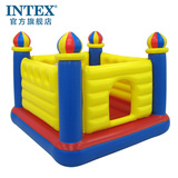 INTEX蹦蹦床带护网小跳跳床家用折叠充气淘气城堡弹跳床儿童室内