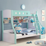 儿童双人床上下铺带护栏上下床 两层高低床带书桌多功能组合床