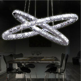 现代时尚不锈钢水晶灯客厅灯LED餐厅吊灯椭圆形创意卧室灯饰灯具