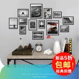 INPA简约宜家实木相框黑白照片墙创意摄影相片组合客厅挂墙装饰画