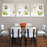 冰晶玻璃现代客厅餐厅装饰画厨房三联挂画时尚饭厅水果壁画花瓶画