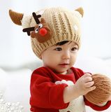 韩版宝宝帽子秋冬款加绒加厚保暖婴儿帽子1-2岁毛线儿童帽子潮