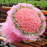 99朵粉红白玫瑰花束 生日求婚鲜花速递杭州同城花店配送下沙滨江