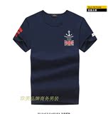 香港国际品牌男装短袖T恤15夏季高档男士圆领时尚修身纯棉体恤衫