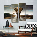 现代简约北欧欧式动物沙发背景客厅装饰画大象挂画无框画三联壁画