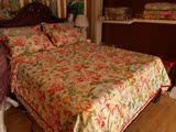 富安娜家纺纯棉床单四件套床上用品床单被套 红装绿萼