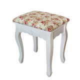 韩式田园化妆凳椅子 布艺小方凳 白色梳妆台凳 实木换鞋凳凳子