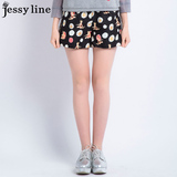 jessy line2016春装新款 杰茜莱甜美百搭潮流印花波点休闲短裤 女