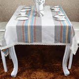 亿得佳缘桌布简约现代时尚灰白色条纹银丝麻桌布餐桌布台布茶几布