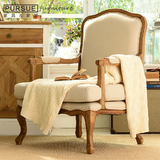 新古典法式沙发椅高档实木雕花沙发美式休闲椅创意设计师家具书椅