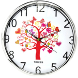 TIMESS挂钟客厅创意静音圆形挂表12英寸可爱现代简约石英钟表