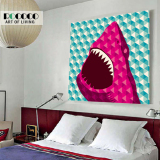 卧室挂画 现代简约卡通鲨鱼 北欧抽象画  壁画无框画后现代油画