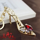猫眼石水晶花朵高跟鞋韩版韩国女士创意水晶汽车钥匙扣 钥匙圈链