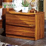 现代中式实木床头柜简约时尚床边柜乌金木色储物柜卧室简易床头柜