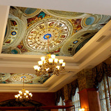 酒店大厅天花板吊顶墙纸 背景墙壁纸酒吧KTV大型壁画欧式罗马图案
