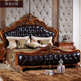 路易法家爱马仕全实木欧式床1.8米双人床 新古典法式头层真皮大床
